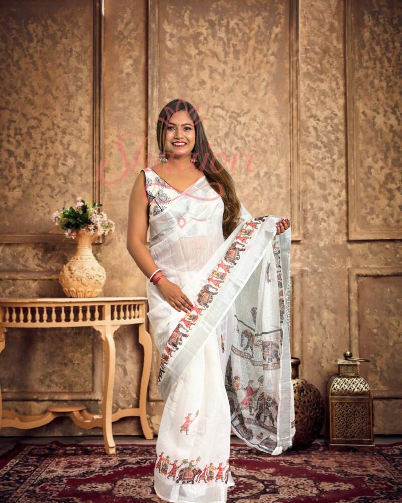 Elephant Linen Saree