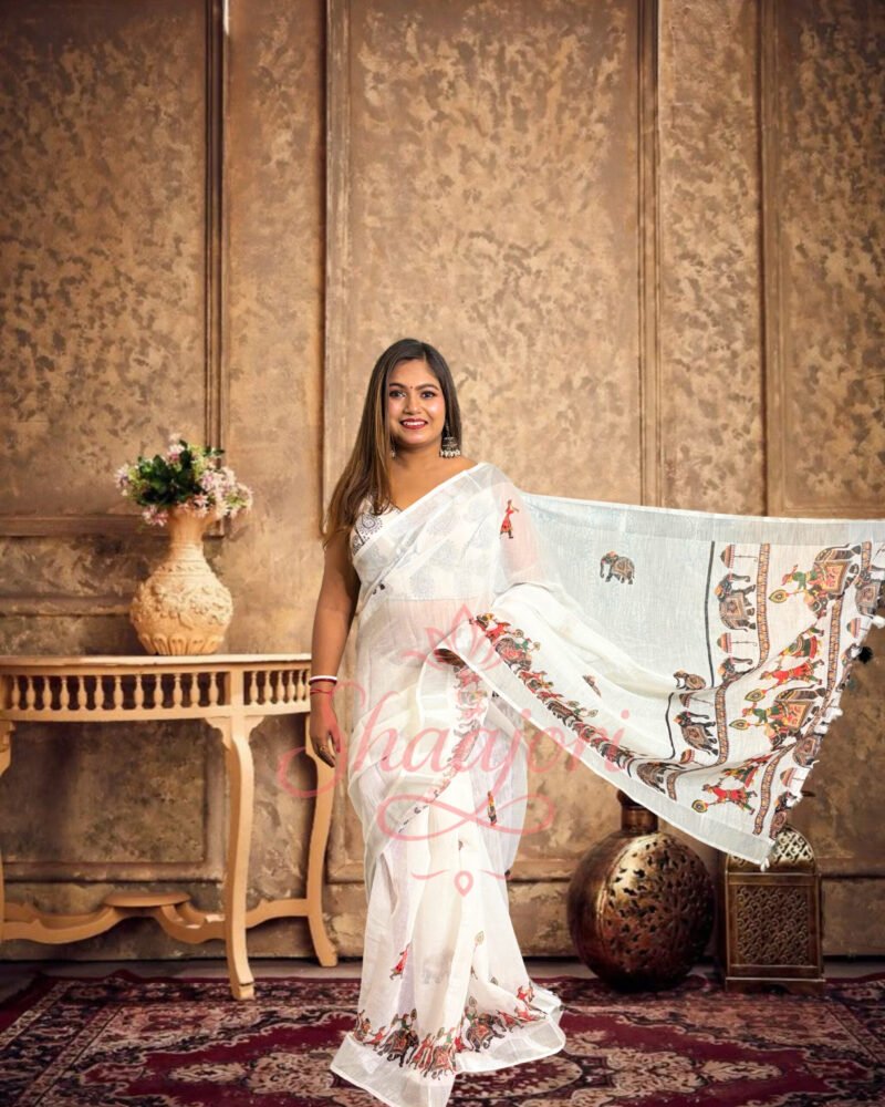 Elephant Linen Saree