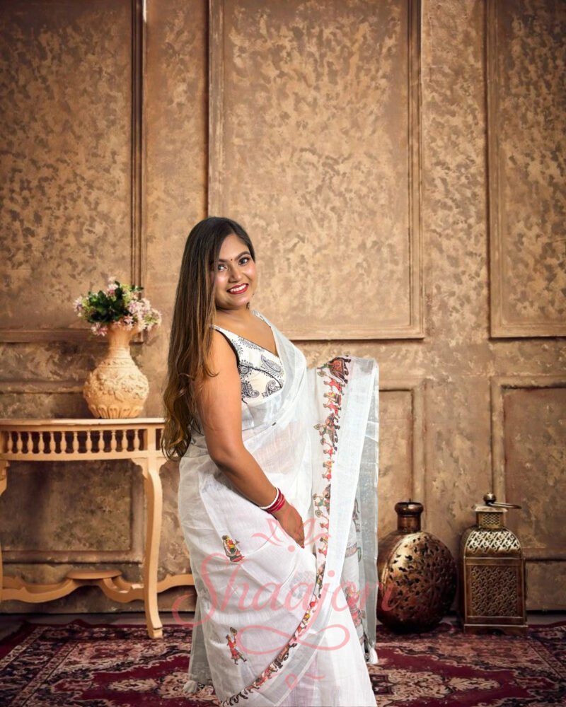 Elephant Linen Saree