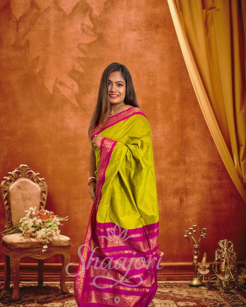 green_gadwal_side_pallu1 Green Gadwal Cotton