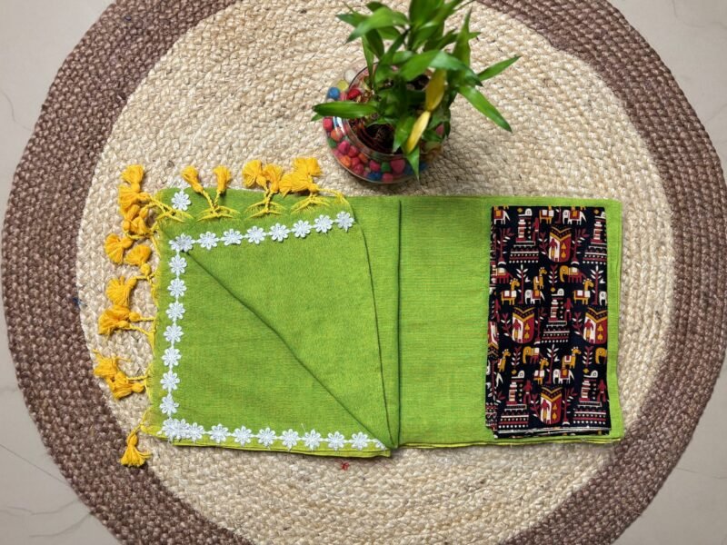 Pure Cotton Saree with Ajrakh Blouse Piece