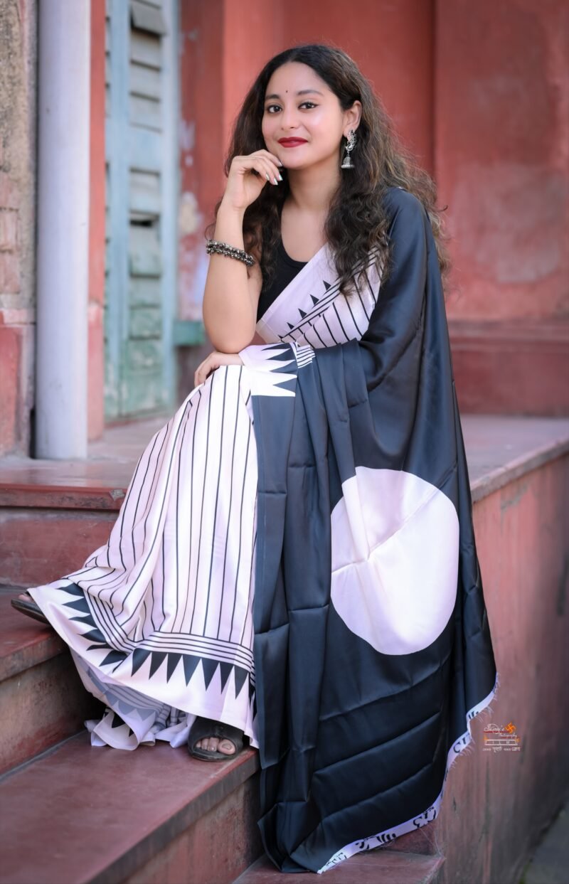 Premium Satin Saree -Black
