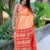 Orange South Cotton Gadwal Saree with Zari Border